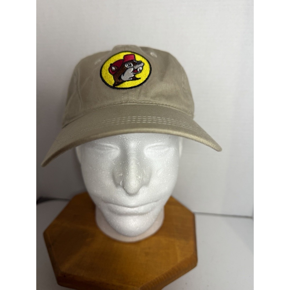 Buc-ee's Beaver Logo Hat Tan Adjustable Strap Dad Cap One Size Cotton